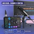 thumbnail image 3 of FIFINE Paquete de equipo de audio para podcast de juegos, juego de mezclador RGB de transmisión con micrófono vocal dinámico XLR, kit de grabación de voz con atenuador de volumen, control individual,, 3 of 5
