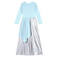thumbnail image 6 of iiniim Girls Long Sleeve Praise Dance Outfit Dress Lyrical Worship Church Robe Metallic Wide-Leg Jumpsuit Light Blue 12, 6 of 7