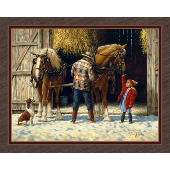 Hitching Up Horse Panel Cotton Fabric