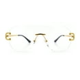 thumbnail image 3 of Oversize Luxury Hip Hop Gangster Swagger Rimless Racer Shield Eyeglasses [Yellow Gold Black], 3 of 7