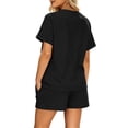thumbnail image 5 of Dagugfen Womens Athletic Sets Crew Neck Short Sleeve Tees Drawstring Elastic Waist Shorts with Pockets Breathable Outdoor Workout Running Sets, 5 of 6