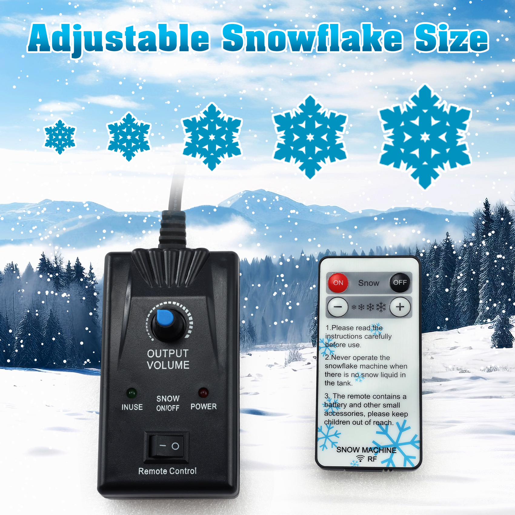 TCFUNDY 1200W Oscillating Snow Machine w/ Remote and Wired Control, Ideal for Christmas Parties and Events