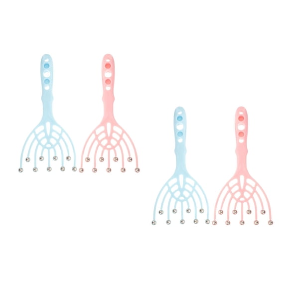 Hemoton 4 pcs  Head Massager Scalp Massager 9 Fingers Claws Head Comb Extendable Back Scratcher For Hair Body Relaxing