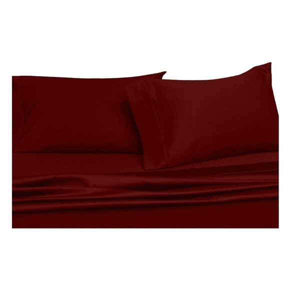 Abripedic Taies d'Oreiller en Satin Uni, 600 Fils, 2 Pcs / Paire Standard / Taille Queen 20 Pouces x 30 Pouces Taies d'Oreiller, 100 % Coton, Bourgogne