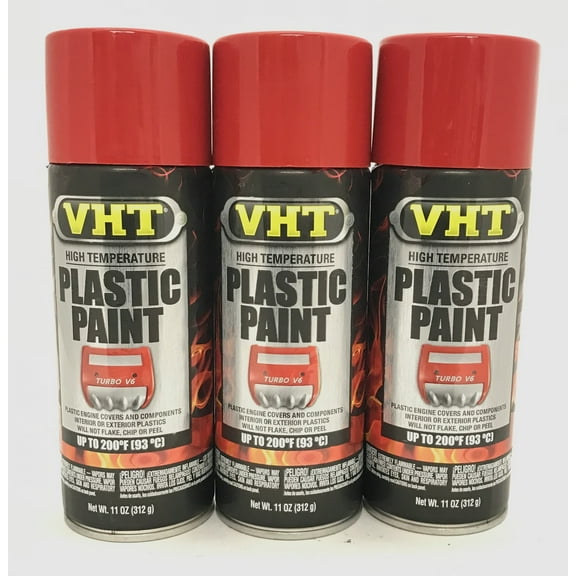 VHT SP821-3 PACK GLOSS RED High Temperature Plastic Paint - 11 oz Aerosol