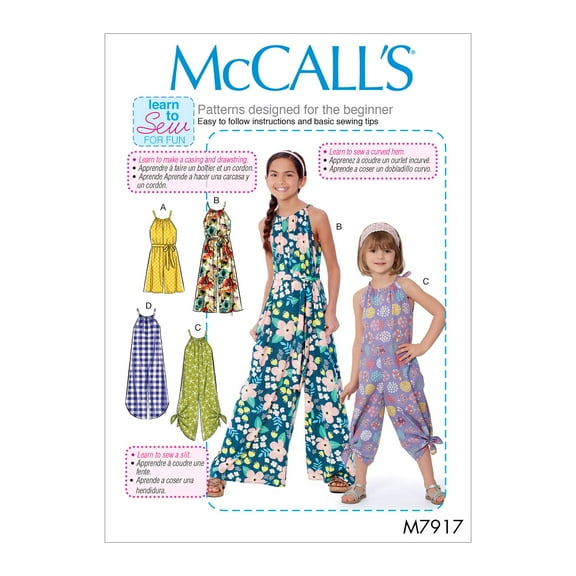 McCall's Patterns McCall's Girl's Baggy Jumpsuit Sewing, Sizes 3-6 Patterns, White