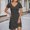 Dark Gray, variant on Elegant Everyday Women's Casual Flowy Short Sleeve Tennis Dress for Spring and Summer with Neckline and Solid Color Comfort Brown S