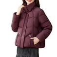 thumbnail image 3 of Womens Quilted Jacket, Women's Down Jacket Hooded Winter Lightweight Short Puffer Coats Warm Windproof Ladies Parka M-3XL, 3 of 5