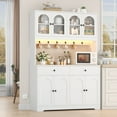 thumbnail image 6 of Homfa 71" Kitchen Pantry with LED Lights and Charging Station, Freestanding Kitchen Cupboard with Storage and Microwave Stand, Floor Cabinet for Dining Living Room, White, 6 of 8