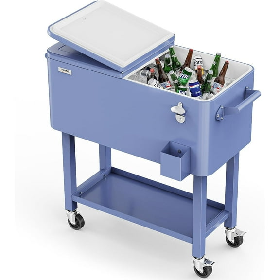 VINGLI 80 qt Steel Cooler Cart, Refrigeration Insulation