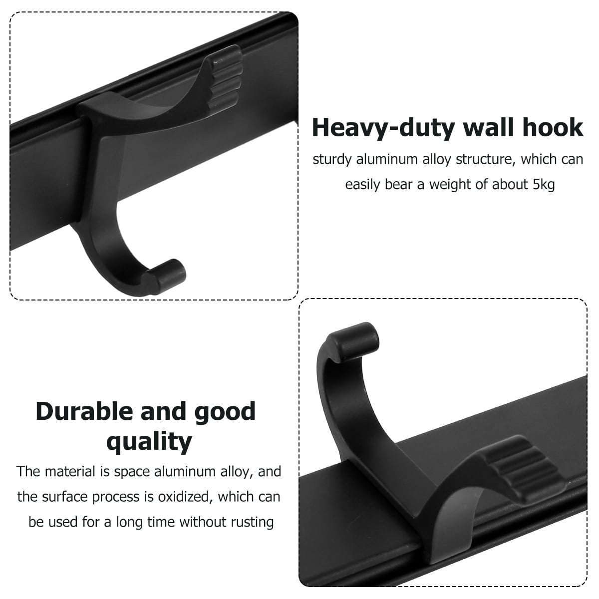 Dznils Hook Rack Rail Coat Hanger Towel Rack Adhesive Wall Mount For Hanging Clothes, Hats, Bag, Bathroom, Bedroom, Kitchen (13.9 x 3 inches)