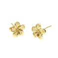 thumbnail image 2 of 14K solid yellow gold Hawaiian 7mm plumeria flower stud earrings, 2 of 3