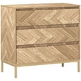 thumbnail image 1 of HOMCOM Commode, Commode à 3 Tiroirs à Chevrons pour Couloir, Bois Naturel, 1 of 10