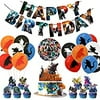 Cartoon Dinosaur Birthday Decorations Party Supplies Include Happy Birthday Banner, Balloons, Cupcake Toppers and Cake Topper Birthday Stickers for Kids Boys Adults(Cartoon Dinosaur)