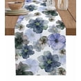 thumbnail image 7 of Ombre Purple Flower Table Runner-Cotton Linen- 70 Inch Holiday Dresser Scarves, Watercolor Blue Green Country Floral Tablerunner for Kitchen Coffee/Dining Bedroom Living Room Dinner Scarf Décor 13x70, 7 of 7