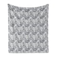 thumbnail image 1 of Tropical Soft Flannel Fleece Blanket, Exotic Jungle Palm Leaves Print in Greyscale Shades Floral Details, Cozy Plush for Indoor and Outdoor Use, 60" x 80", Dimgray Pale Taupe White, by Ambesonne, 1 of 5
