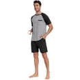 thumbnail image 5 of MINTREUS Men's Pajamas Colors Contrast Short Sleeve Round Neck 2-piece Set Men's Loose Shorts Casual Set Raglan Pajamas, 5 of 6
