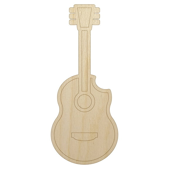 Guitar Music Wood Shape Unfinished Piece Cutout Craft DIY Projects - 4.70 Inch Size - 1/8 Inch Thick