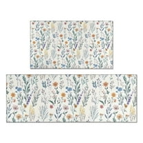 Pioneer Flower Floral Print Pattern Kitchen Rugs Sets Of 2,Anti Fatigue Kitchen Mat Rugs Non Slip Washable,Decorative Kitchen Floor Mats for Kitchen,Sink,Laundry,17"x30" 17"x47"