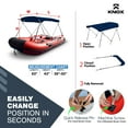 thumbnail image 4 of KNOX 2 Bow Bimini Tops for Boats, Boat Canopy Kit, 600D Canvas, Stainless Steel Bimini Top Hardware, Storage Boot, Fits Most Small Boats & Inflatable Boats, 63" L x 43" H x 39"-55" W (Navy Blue), 4 of 7