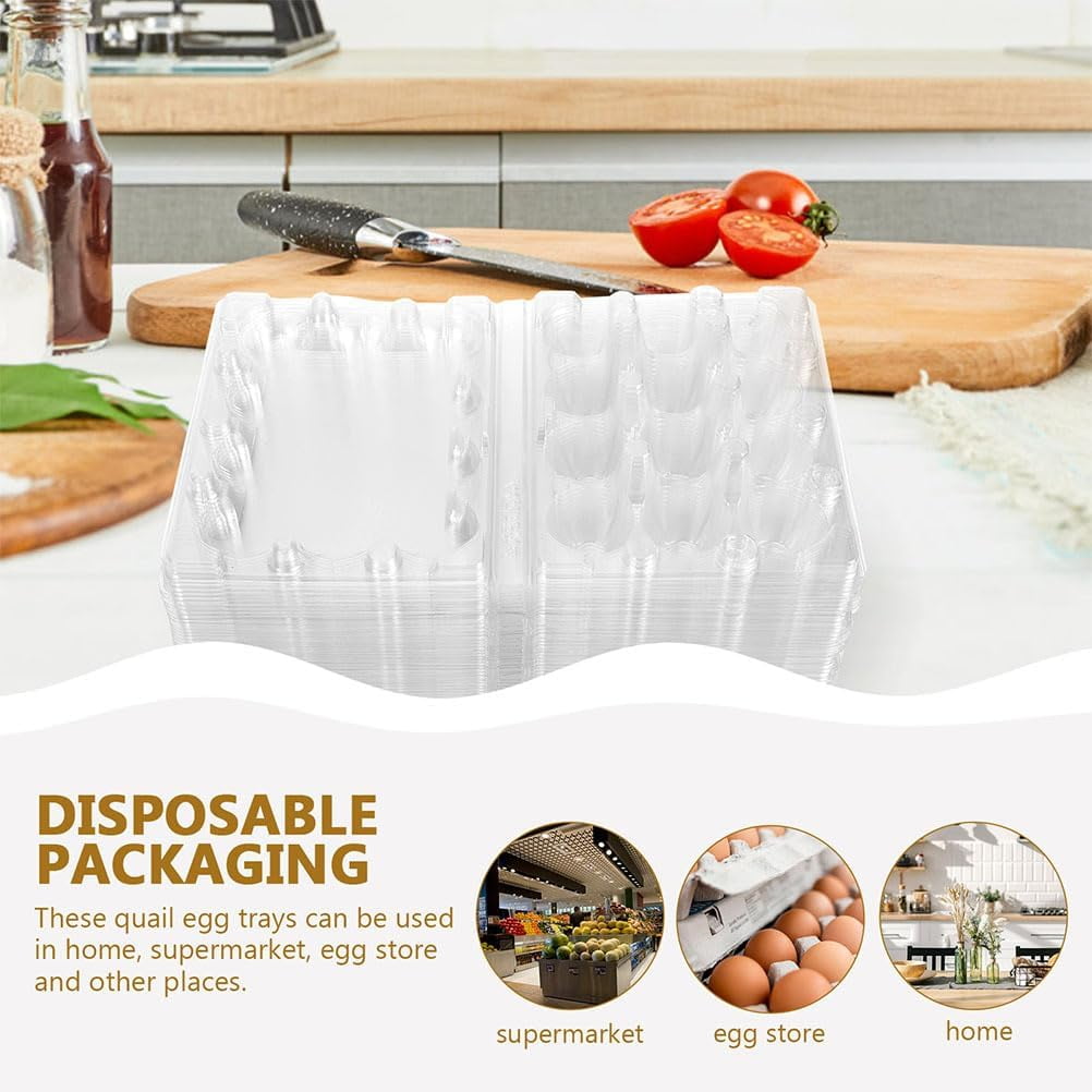 100 Pcs Quail Egg Boxes Stackable Egg Holder Storage Box 12 Girds Quail Egg Container Clear Quail Egg Carton Egg Carrier Box For Small Eggs, Quail, Pheasant, Pigeon Eggs