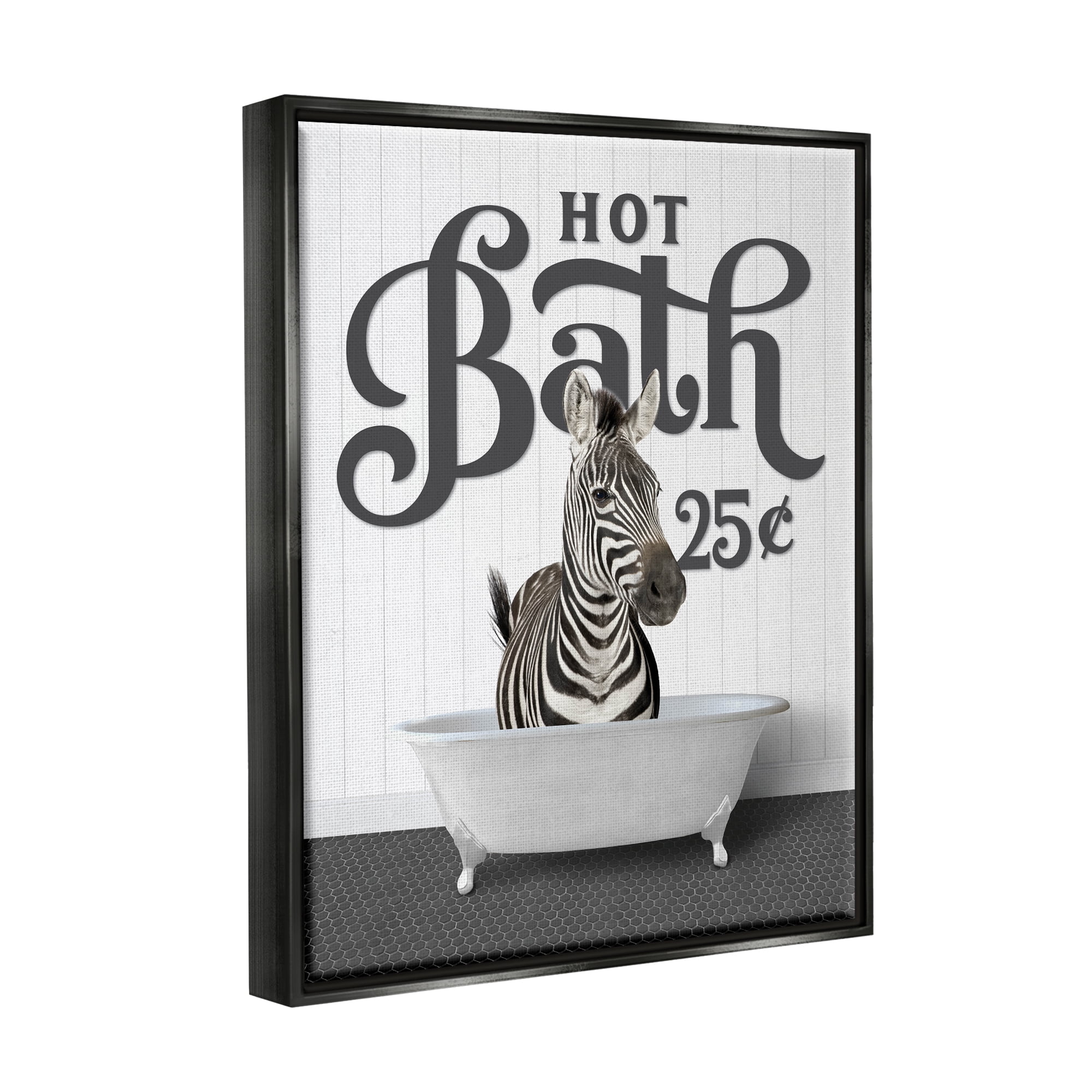 Stupell Industries Hot Bath Vintage Animal Animals & Insects Painting Black Floater Framed Art Print Wall Art, 17 x 21