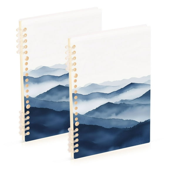 FORMRS 1-Subject Spiral Notebook 8" x 5" College Ruled 60 Refillable Sheet, 2 Pack, Watercolor Mountains