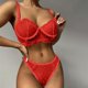 thumbnail image 1 of Conjunto de lencería de encaje trasparente para mujer, sujetador de media Copa transparente exótico Floral, bragas, ropa interior Sexy a la moda, 1 of 4