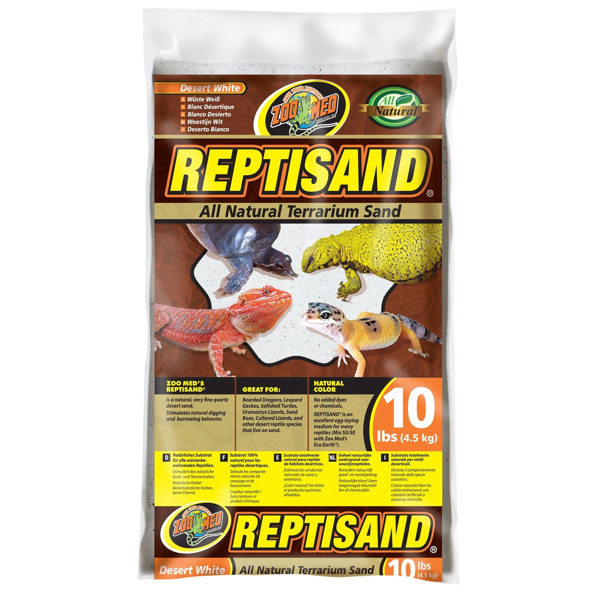 Zoo Med ReptiSand Desert White All Natural Terrarium Sand for Reptiles [Reptile Sand and Gravel, Reptile Supplies] 30 lb (3 x 10 lb)