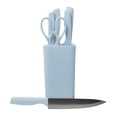 thumbnail image 1 of JUEGO DE 7 CUCHILLOS DE ACERO INOXIDABLE CON MANGO Y BLOQUE AZUL CLARO 39793, 1 of 3