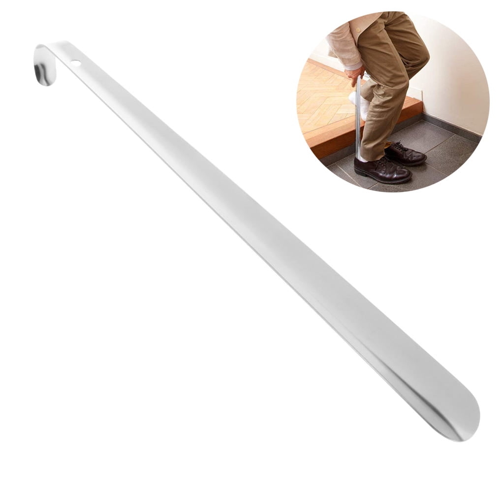 TYI Extra Long Handle Metal Shoes Horn/Solid Study Stainless Steel Shoehorn Ergonomic Loop Handle Shoes Boots with Loop Handle 