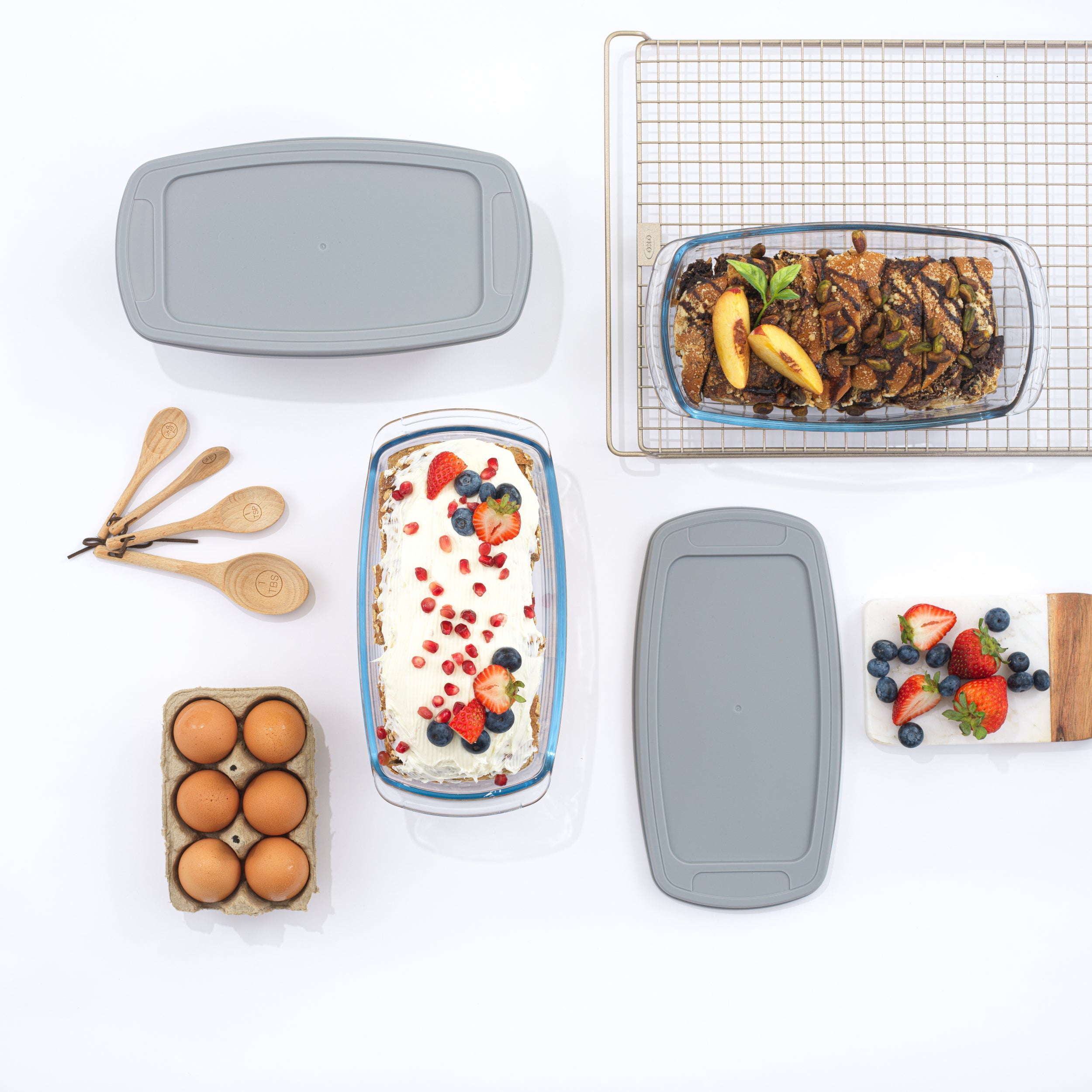 JoyJolt Glass Loaf Pans with Lids - Set of 3 - Grey