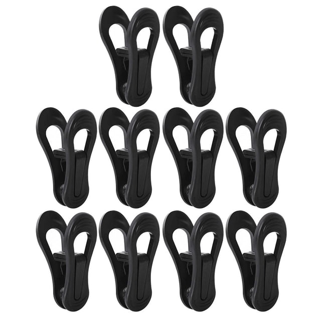 COMPUKAS 10Ud Pinzas De Plástico Negro Para Colgar Ropa Y Toallas Con Antideslizante