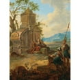 thumbnail image 3 of Franz de Paula Ferg 15x18 Black Modern Framed Museum Art Print Titled - A Landscape with Ruins and Resting Figures, 3 of 5