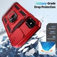 thumbnail image 4 of for iPhone X Case, iPhone Xs Case with Camera Lens Cover, HD Screen Protector, 10 FT Military Grade Drop Protection, Magnetic Ring Holder Kickstand Phone Case for iPhone X/Xs (Red), 4 of 12