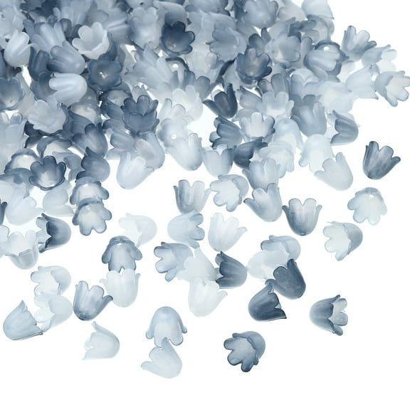 Uxcell 500Pcs 0.3x0.4" Acrylic Frosted Flower Beads Flower Bead Caps, Black