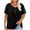Black, variant on Womens Plus Size Tops Casual Solid V Neck Buttons T Shirt Comfy Ribbed Loose Rolled Short Sleeve Shirts L-5XL Blue