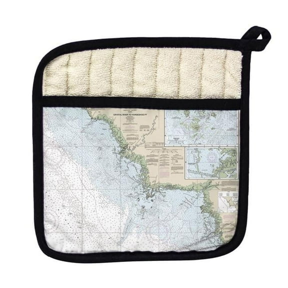 Betsy Drake Interiors Crystal River to Horseshoe Point, FL Nautical MapPot Holder