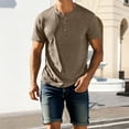thumbnail image 2 of Men's Neck Short Sleeve T Shirt Breathable Casual Button Placket Tee Solid Color Slim Fit Lightweight Summer Tops, 2 of 6