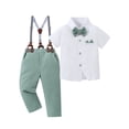 thumbnail image 3 of CARETOO Boy Clothes Set Toddler Boy Suit Formal Dress Shirt Bowtie Suspender Pants Wedding Cotton Fabric Baby Boy Church Clothes 1-10T, 3 of 10