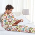 thumbnail image 6 of Lsque Colorful Donuts Pattern Long Sleeve Pajama Set for Men - Soft 2-Piece Sleepwear and Loungewear Set with Pockets, Comfy Nightwear-Small, 6 of 7