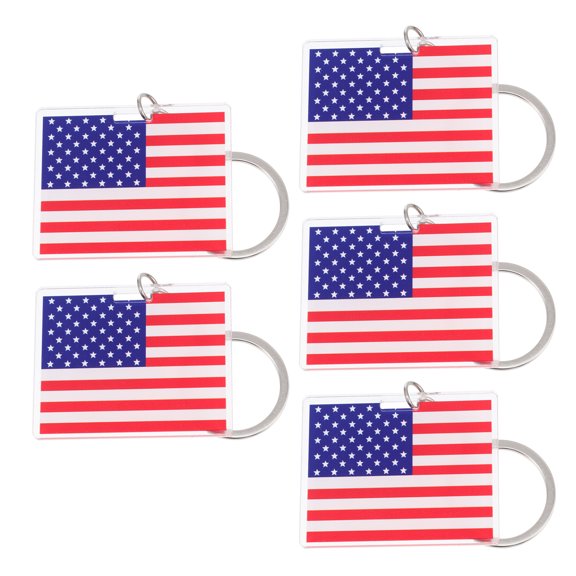 Raindrops  5 Pcs Key Chain Mini US Flag Keychains Ornaments for Kids Decorations Child