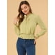 thumbnail image 3 of INSPIRE CHIC Blusa De Mujer Con Volantes Y Peplum Con Cuello Alto Y Manga Abullonada Amarillo XL, 3 of 6