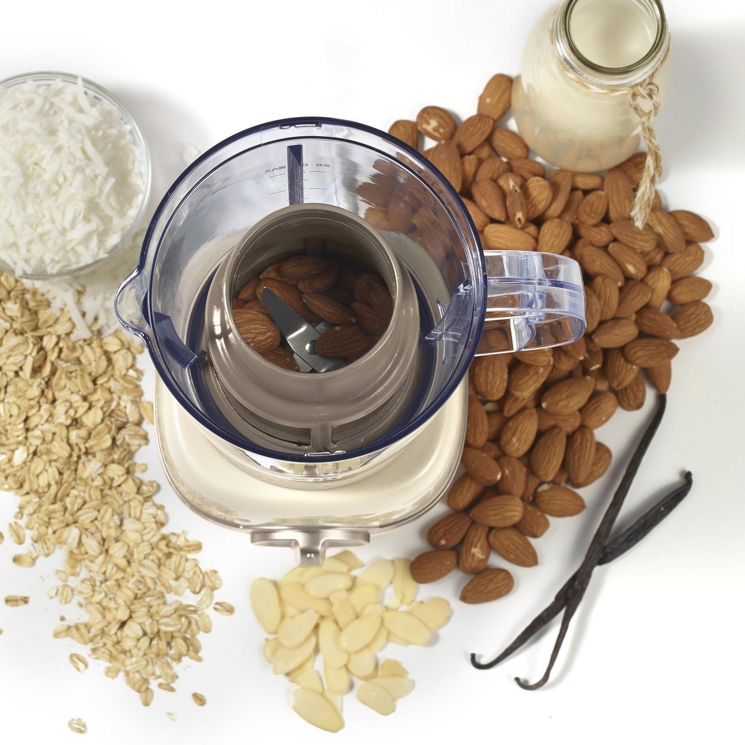 Starfrit Mélangeur de lait de noix et smoothie – Capacité de 828 ml – Lame en acier inoxydable – Filtre amovible – Capuchon de mesure – 300 Watts Mélangeur à lait de noix blender