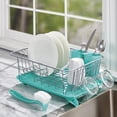thumbnail image 5 of Farberware Compact Dish Rack with Frost Sink Brush, Teal, 5 of 21