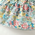 thumbnail image 6 of OLLUISNEO Infant Baby Girls Clothes 18-24 Months Girls Dress Toddler Girls Flying Sleeve Dress Summer Floral Dress Headband Hat 3pcs Set, Green, 6 of 8