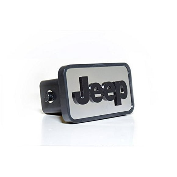 Eurosport Daytona- Compatible with -, Jeep Euro-Hitch Plug- Stainless Steel Insert with Black Jeep Word