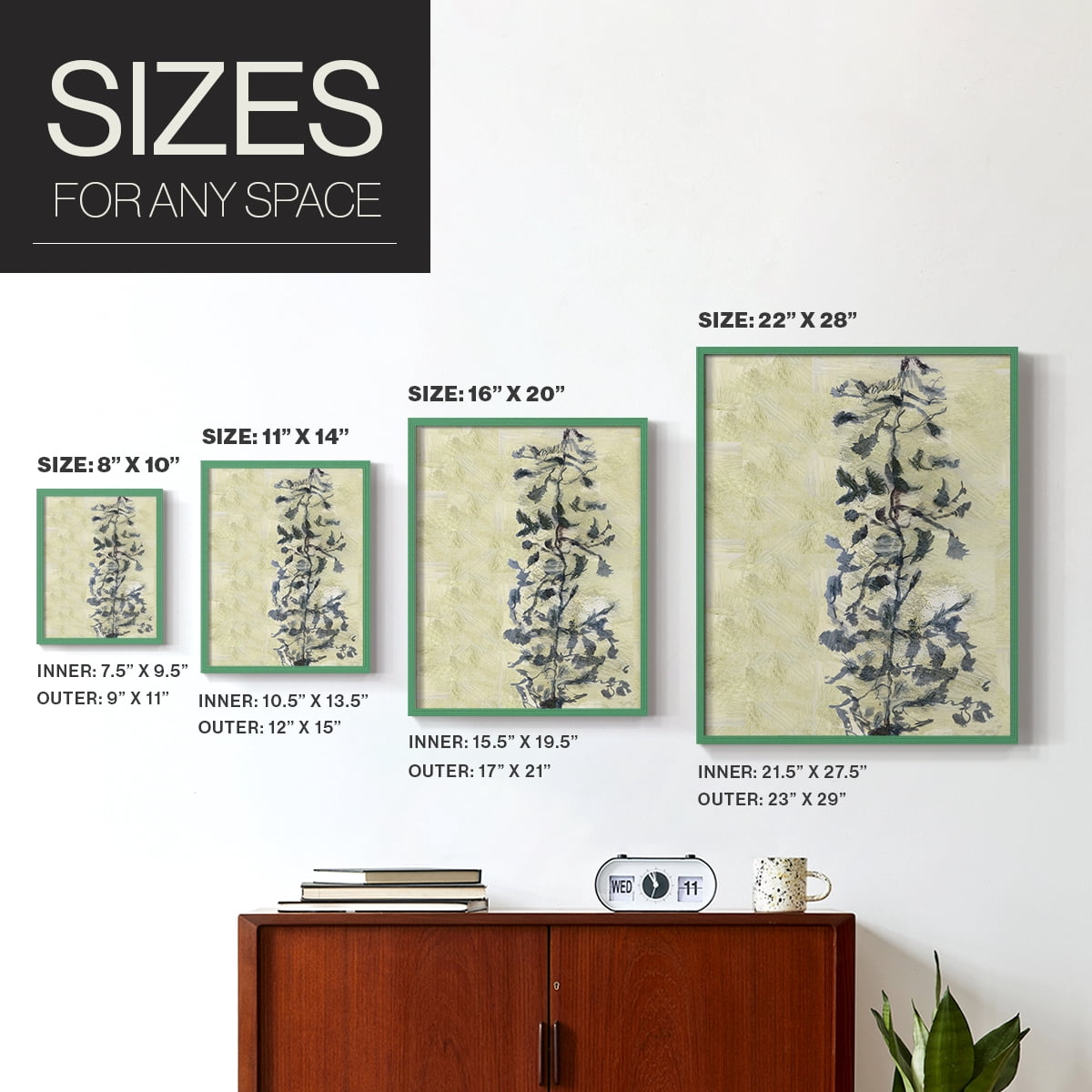Chinoiserie 2 Tan I Framed Print in Green Solid Wood Framed Print No Nail Hanging