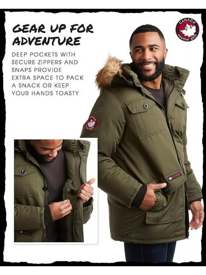 CANADA WEATHER GEAR Men's Winter Coat - Heavyweight Teflon Canvas