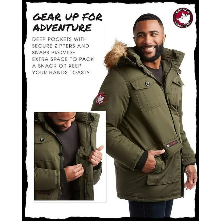 CANADA WEATHER GEAR Men s Winter Coat Heavyweight Teflon Canvas Parka Jacket M XXL Walmart
